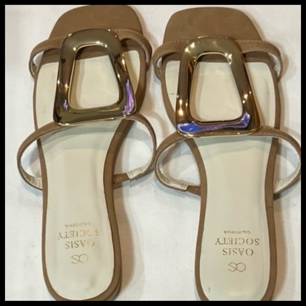 Society Tan Gold Sandals Elegant Design - Picture 3 of 6